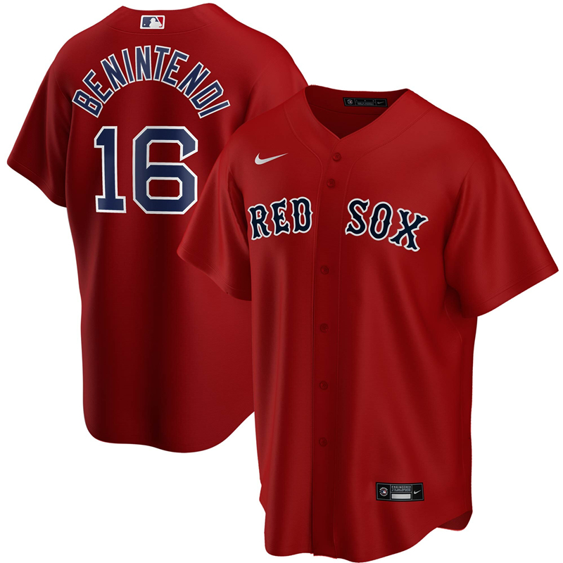 2020 MLB Men Boston Red Sox #16 Andrew Benintendi Nike Red Alternate 2020 Replica Player Jersey 1->boston red sox->MLB Jersey